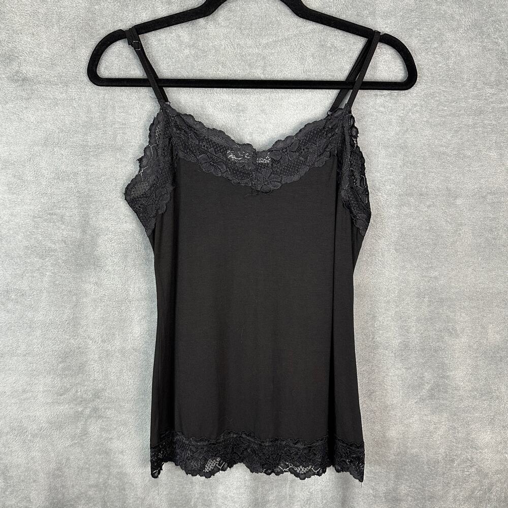 Kate Kasin Top Womens Small Black Lace Trim Cami Tank Y2K Whimsygoth Grunge
